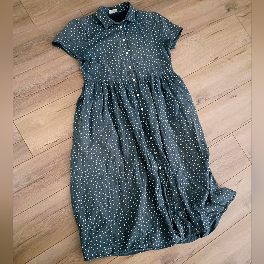 Polka Dot Button-Up Dress